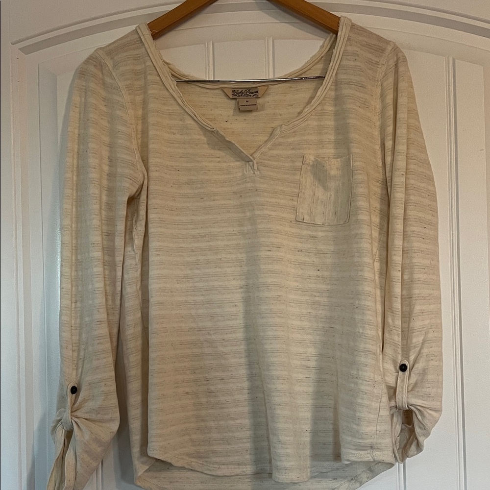 Lucky Brand Linen Blend Henley Shirt Medium